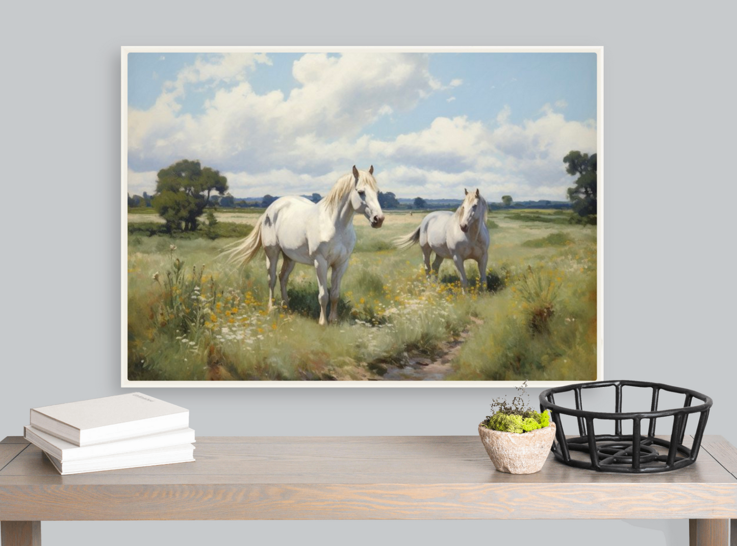 White Prairie Horses