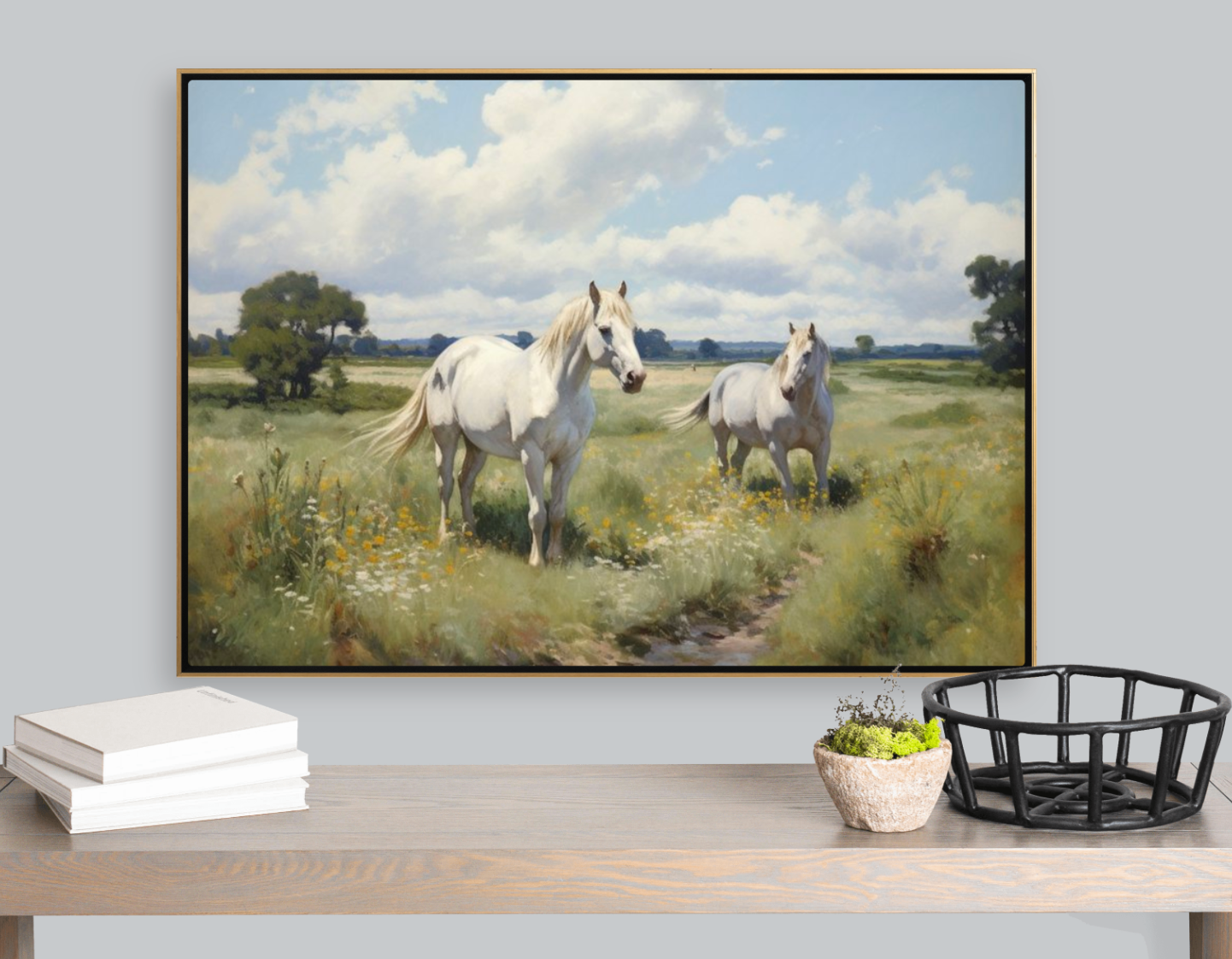 White Prairie Horses