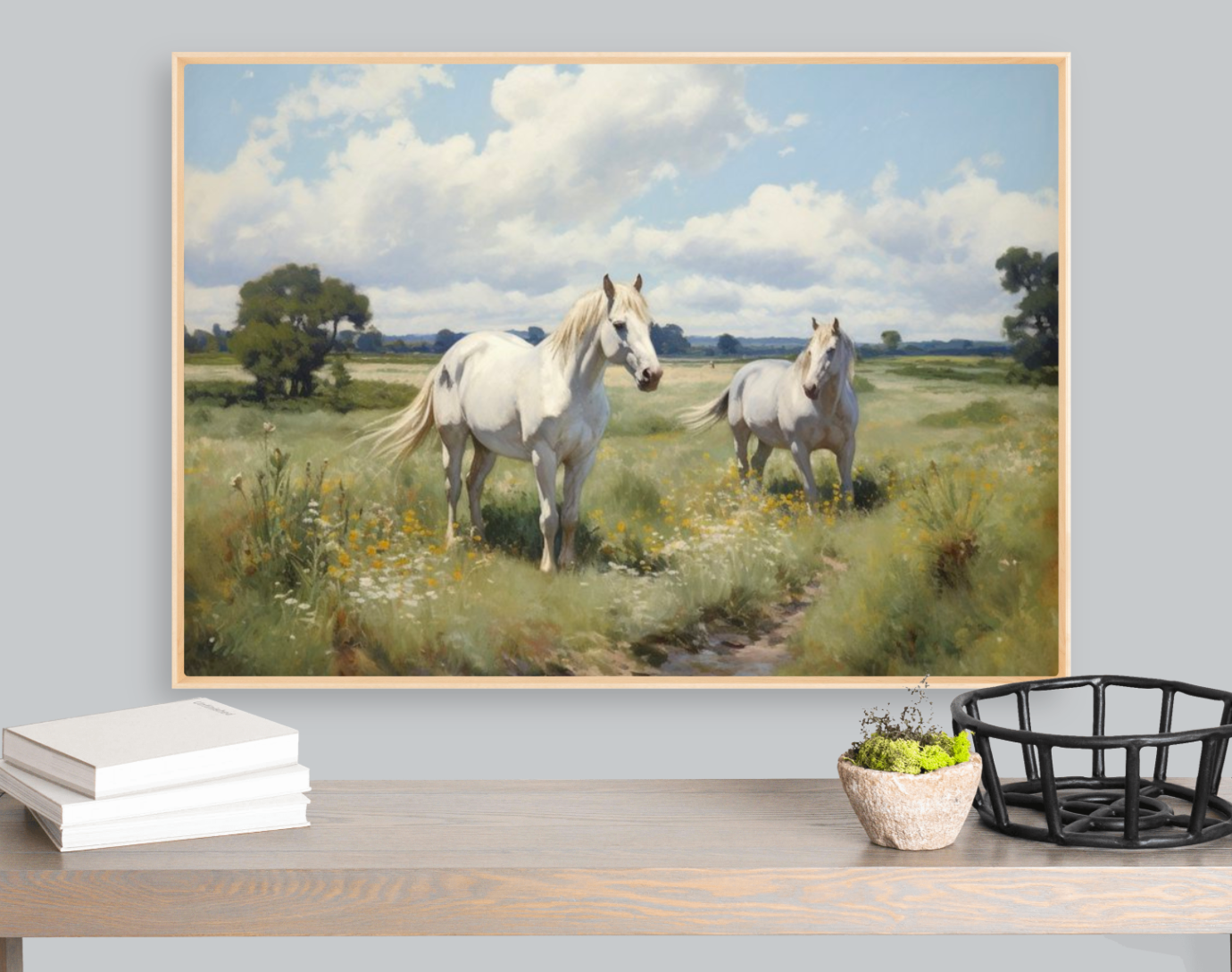 White Prairie Horses