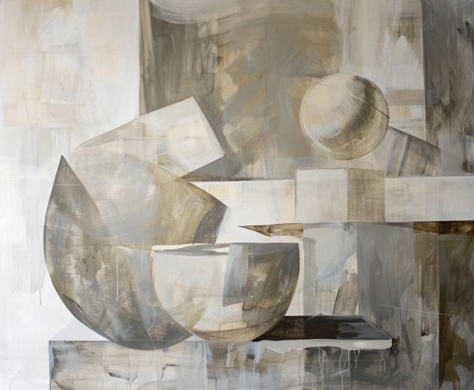 Contemporary Tablescape Artwork, Original Oil Painting, Modern Black and White Art