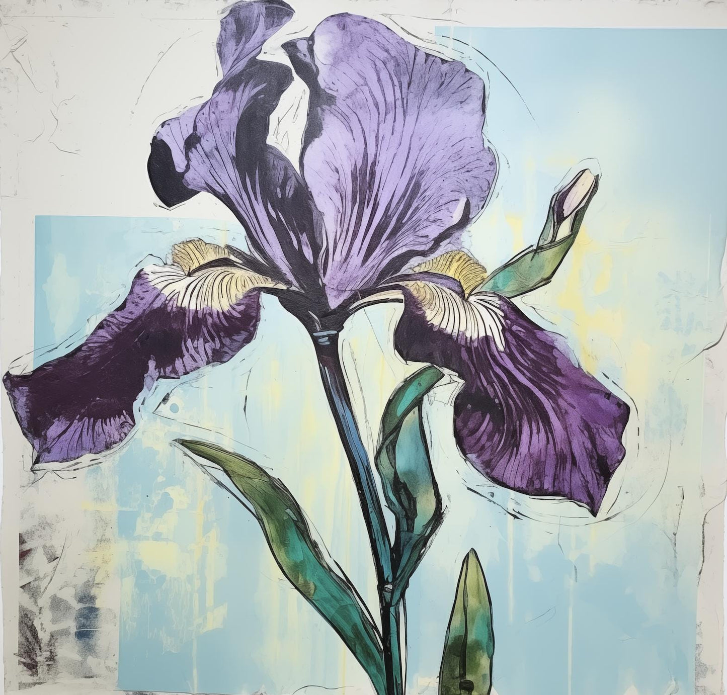 Iris ~ After Warhol Wall Art, Large Contemporary Screenprint Painting