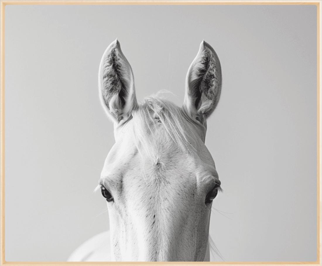 Contemporary White Horse Print | Equestrian Portrait | Oil on Canvas Painting | Farmhouse Living Room Wall Art