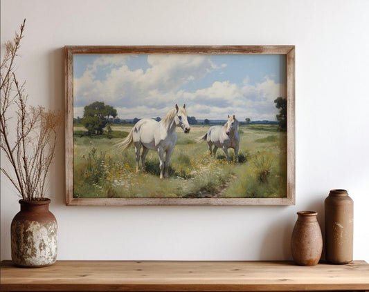 White Prairie Horses