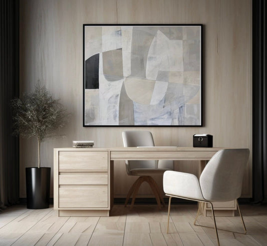 Contemporary Black & White Abstract Modern Art, Original Oil Painting
