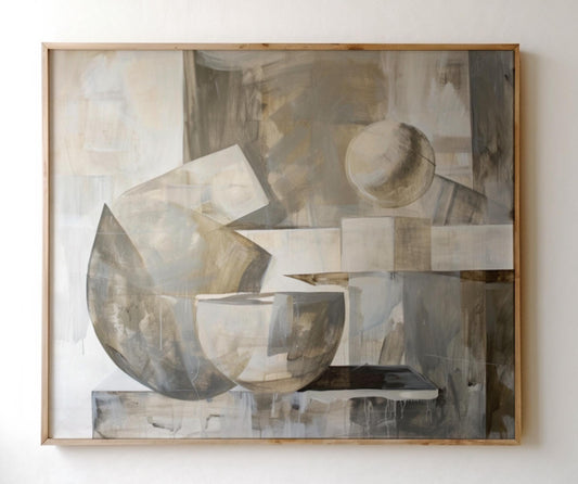 Contemporary Tablescape Artwork, Original Oil Painting, Modern Black and White Art